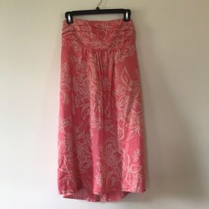 Banana republic coral and tan strapless dress